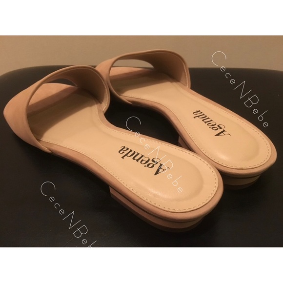 ❤️EU 37 - Block Heel Leather Nubuck Slide Mule AGENDA Sandals - Beige - BNIB - Picture 9 of 12